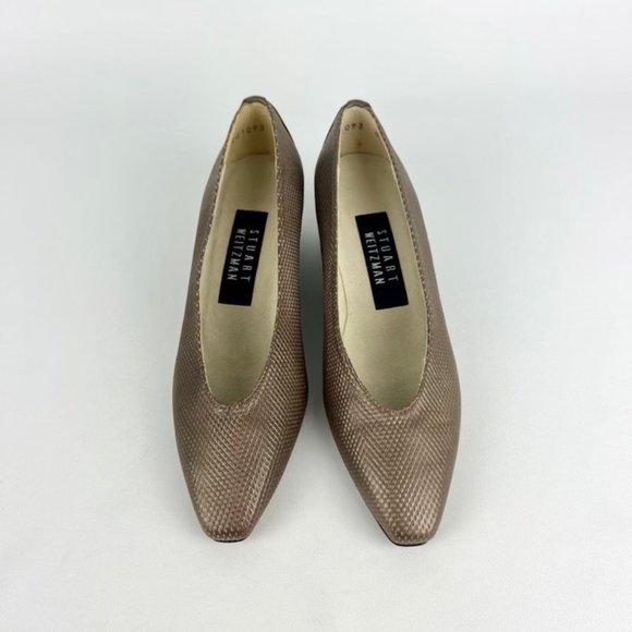 Stuart Weitzman Womens Kitten Heel Pumps Brown Bronze Snake Print size 4.5 - Picture 2 of 14
